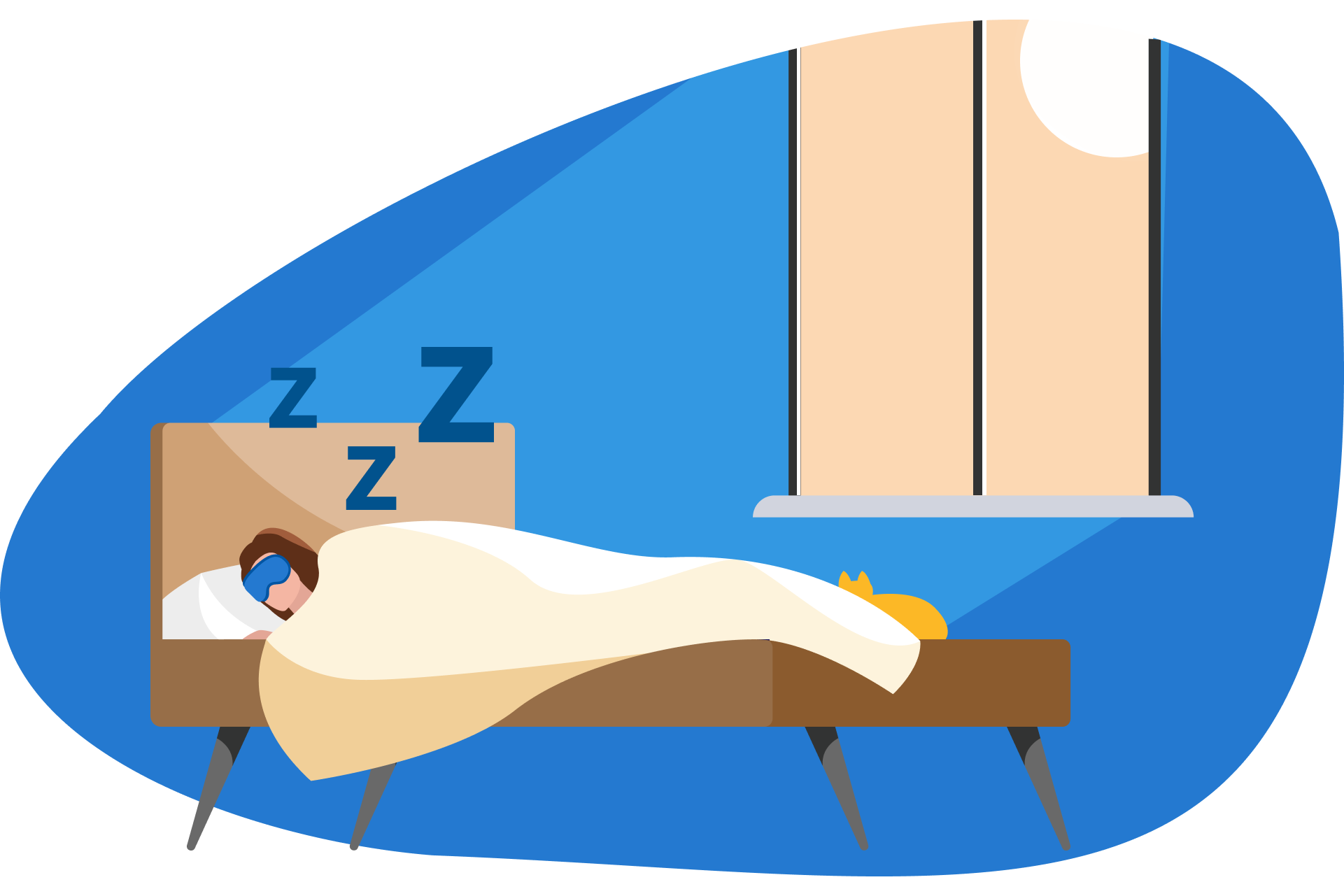 Ilustração de uma pessoa dormindo durante o dia