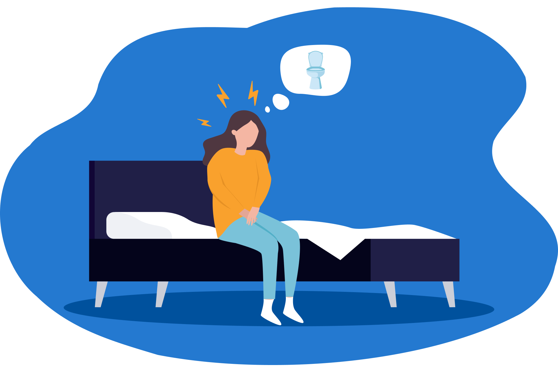 Une femme doit aller aux toilettes