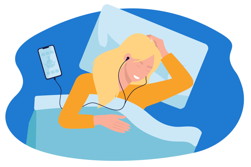 femme utilisant l'application de meditation sur le sommeil