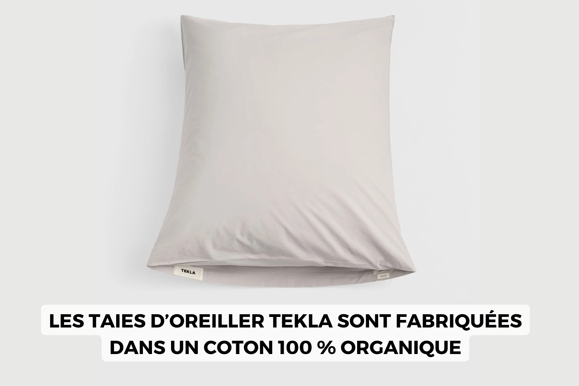 taie d'oreiller Tekla grise en coton bio