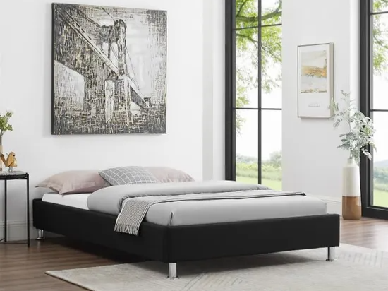 Lit Double 180x200 Cm Avec Matelas Mousse à Froid - Tête De Lit Rembourrée Similicuir Gris - Sommier à Lattes Inclus - 5