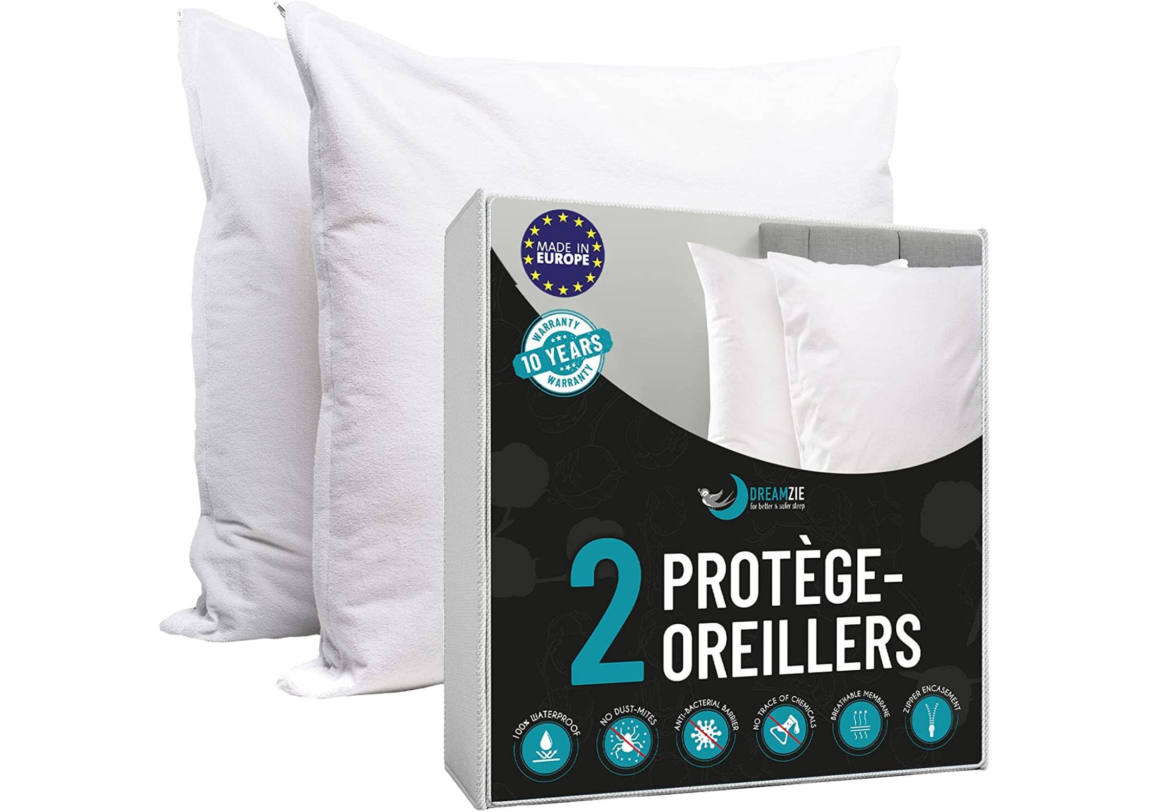Protege Oreillers Impermeables Respirant Hypoallergénique Anti Acarien  60x60 cm