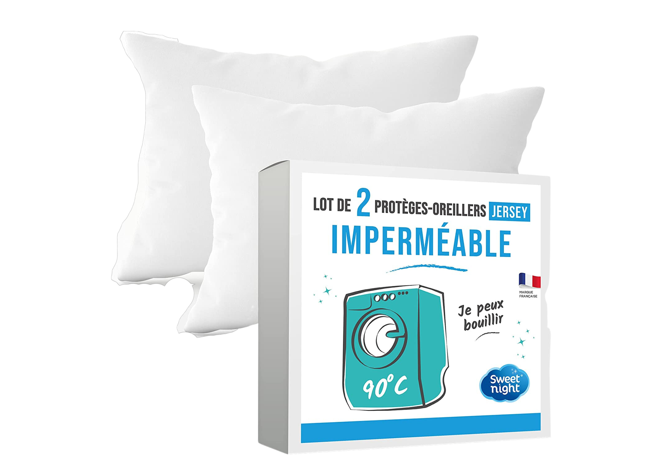 Protège oreiller blanc imperméable en éponge 65x65 cm TEX HOME : le protège  oreiller à Prix Carrefour