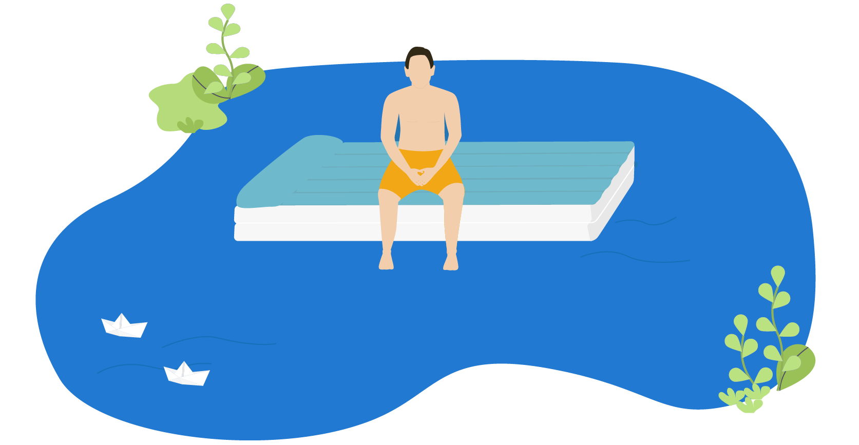 Luchtbed voor op het water
