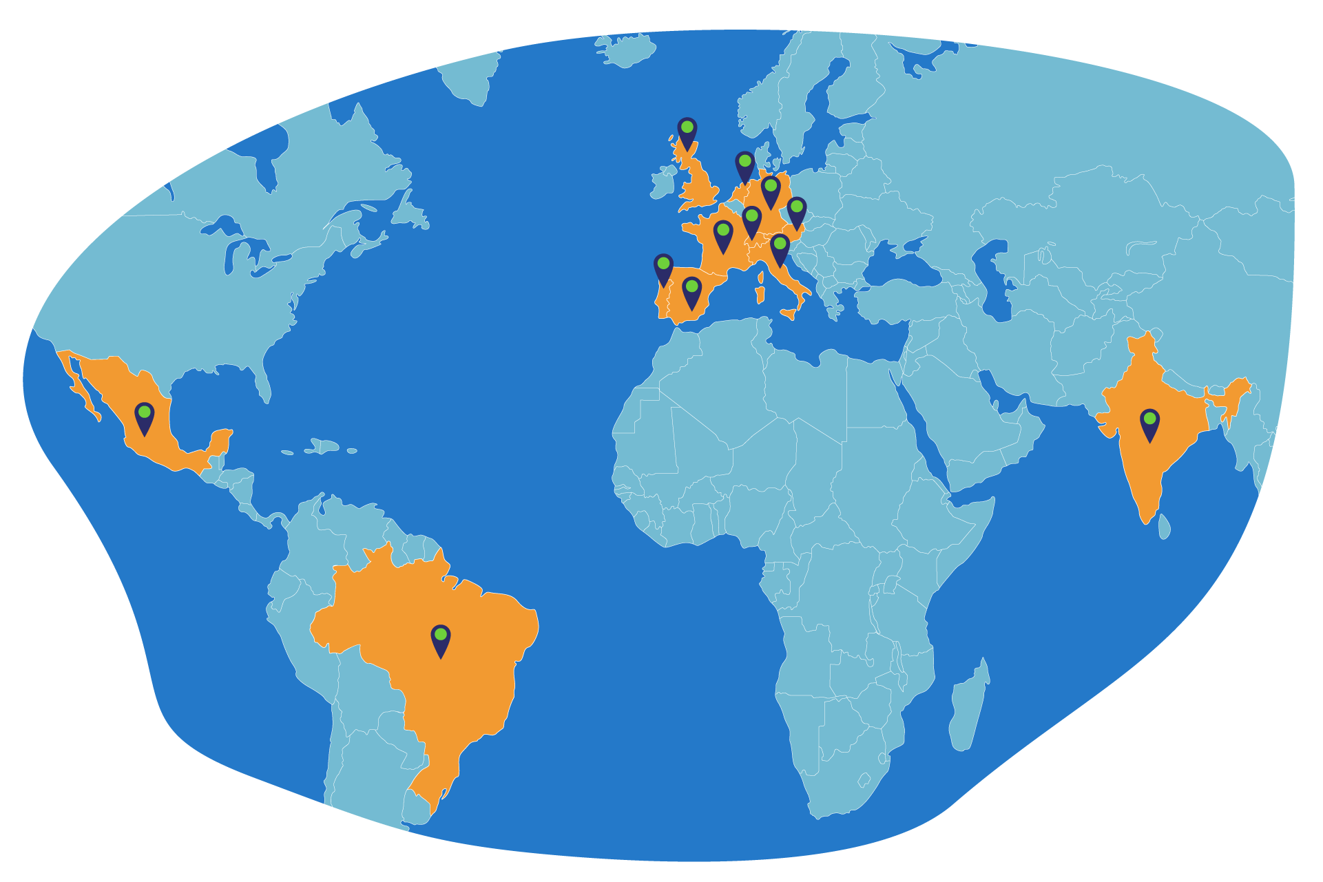Os nossos sites no mapa