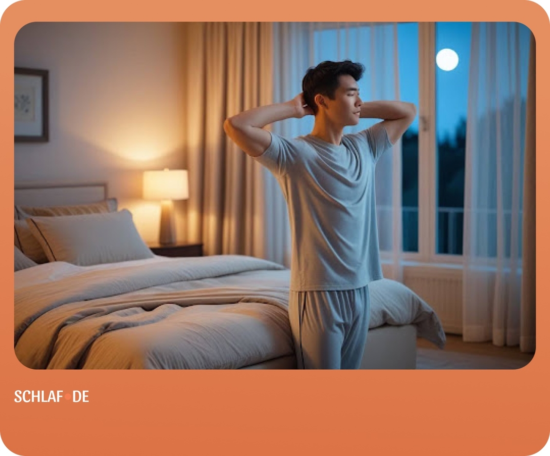Einfache und sanfte Dehnübungen vor dem Schlafengehen am Abend für besseren Schlaf im Bett Cover Image